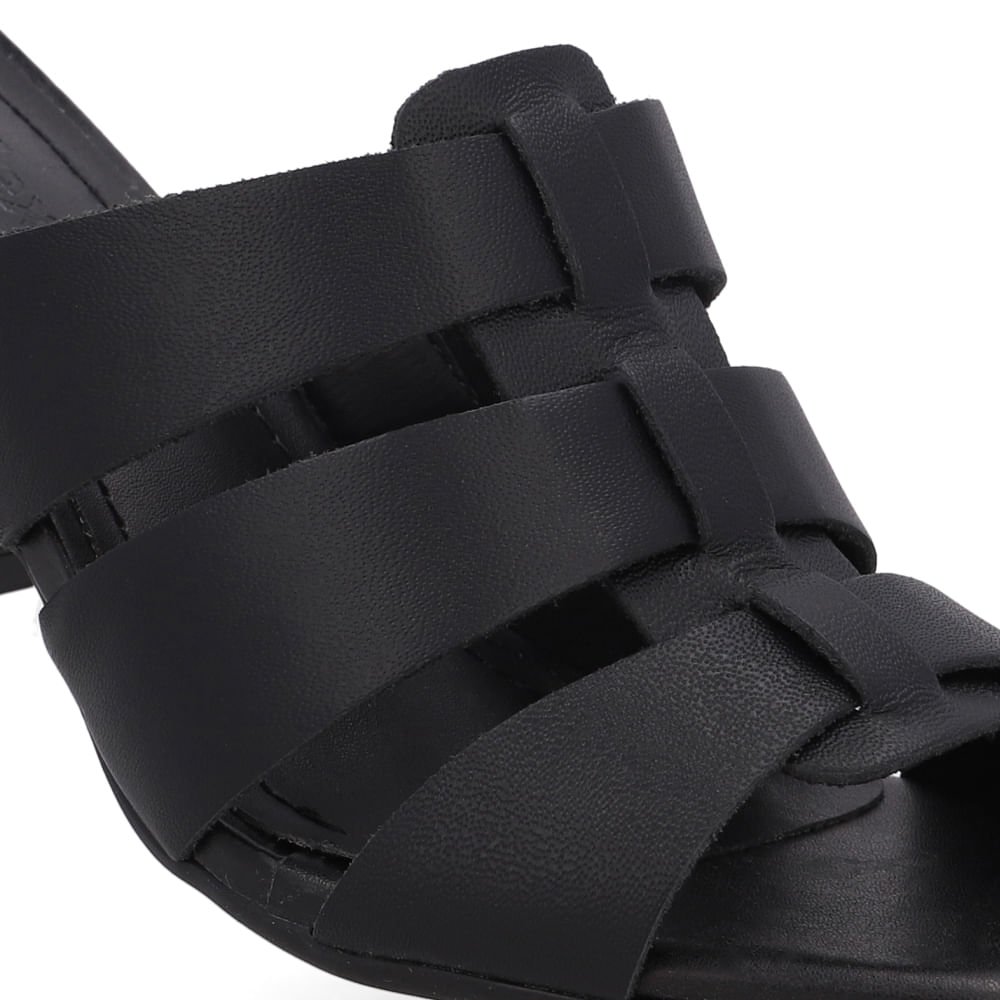 Tamanco Salto Bloco Couro Preto Preto 3