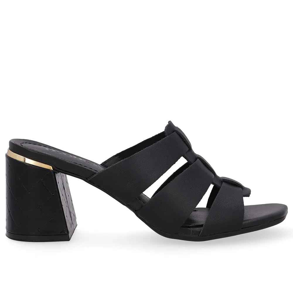 Tamanco Salto Bloco Couro Preto