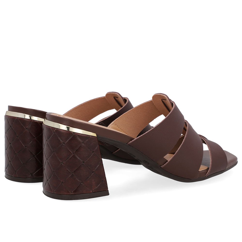 Tamanco Salto Bloco Couro Marrom Marrom 3