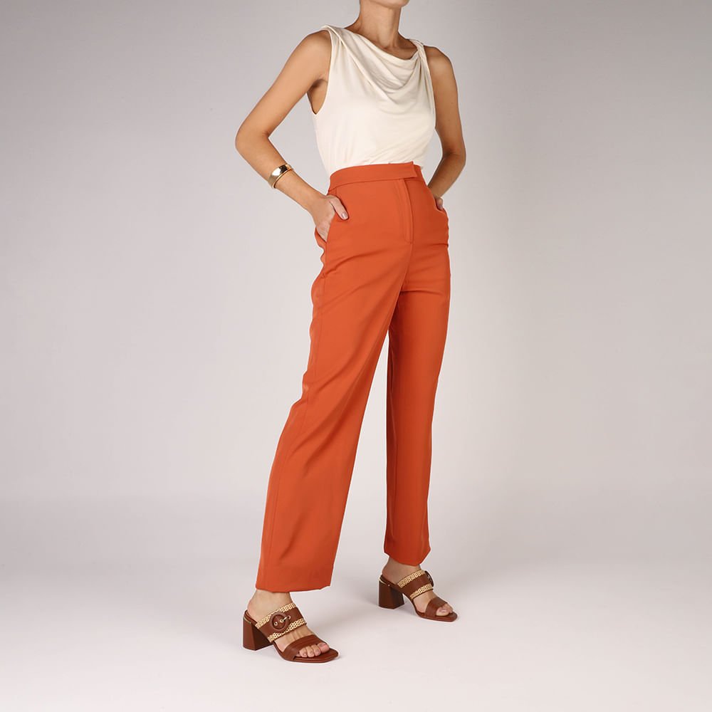 Tamanco Salto Bloco Couro Marrom Palha Marrom 4