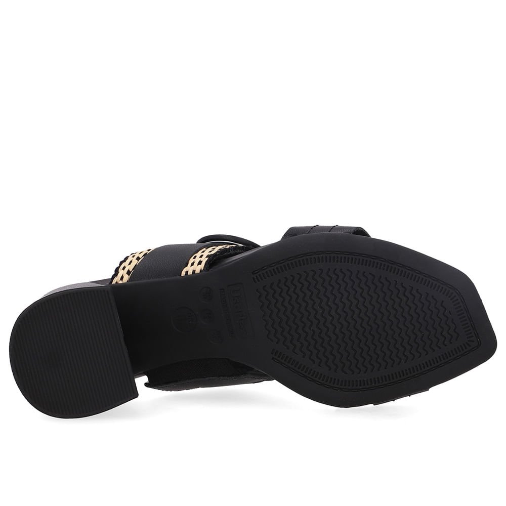 Tamanco Salto Bloco Couro Preto Palha Preto 5