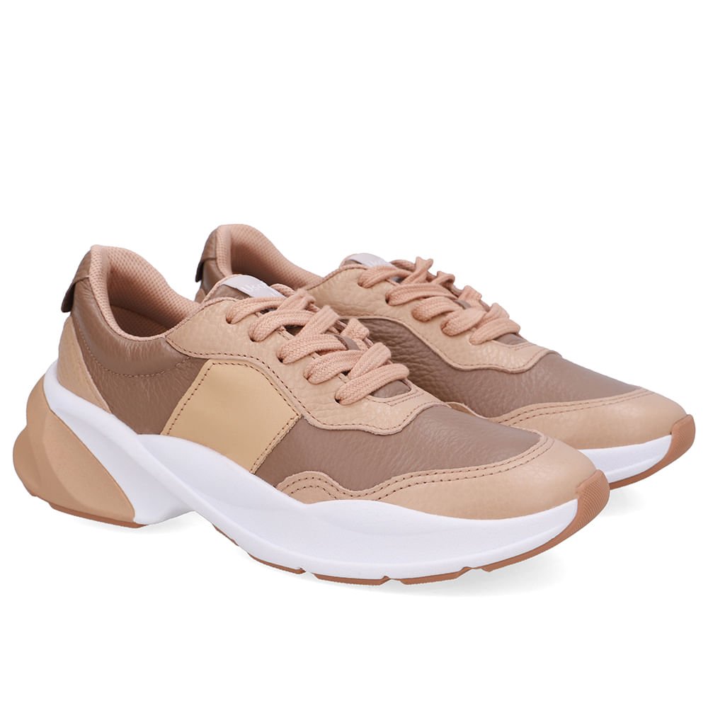 Tênis Tecido Bege Cadarço Marrom/Bege 2