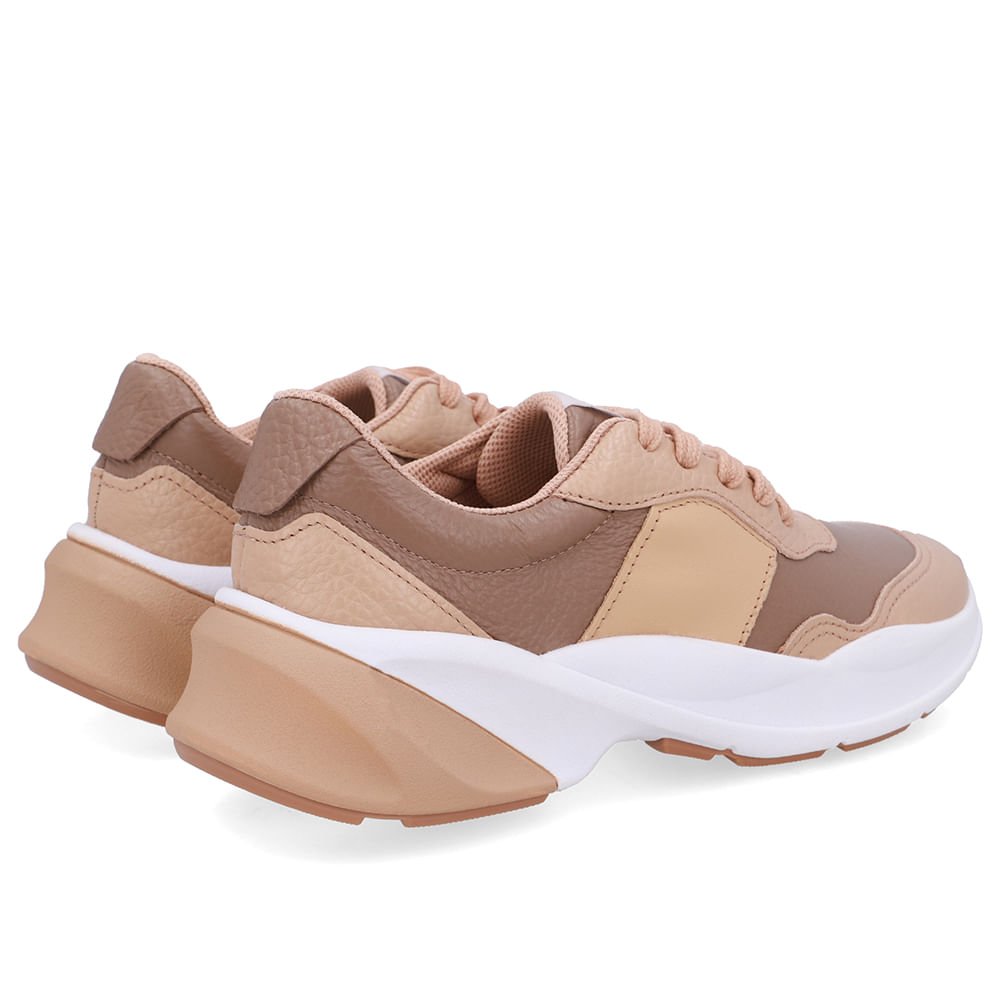 Tênis Tecido Bege Cadarço Marrom/Bege 3