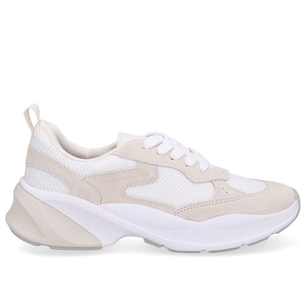 Tênis Tecido Couro Branco Gelo Cadarço