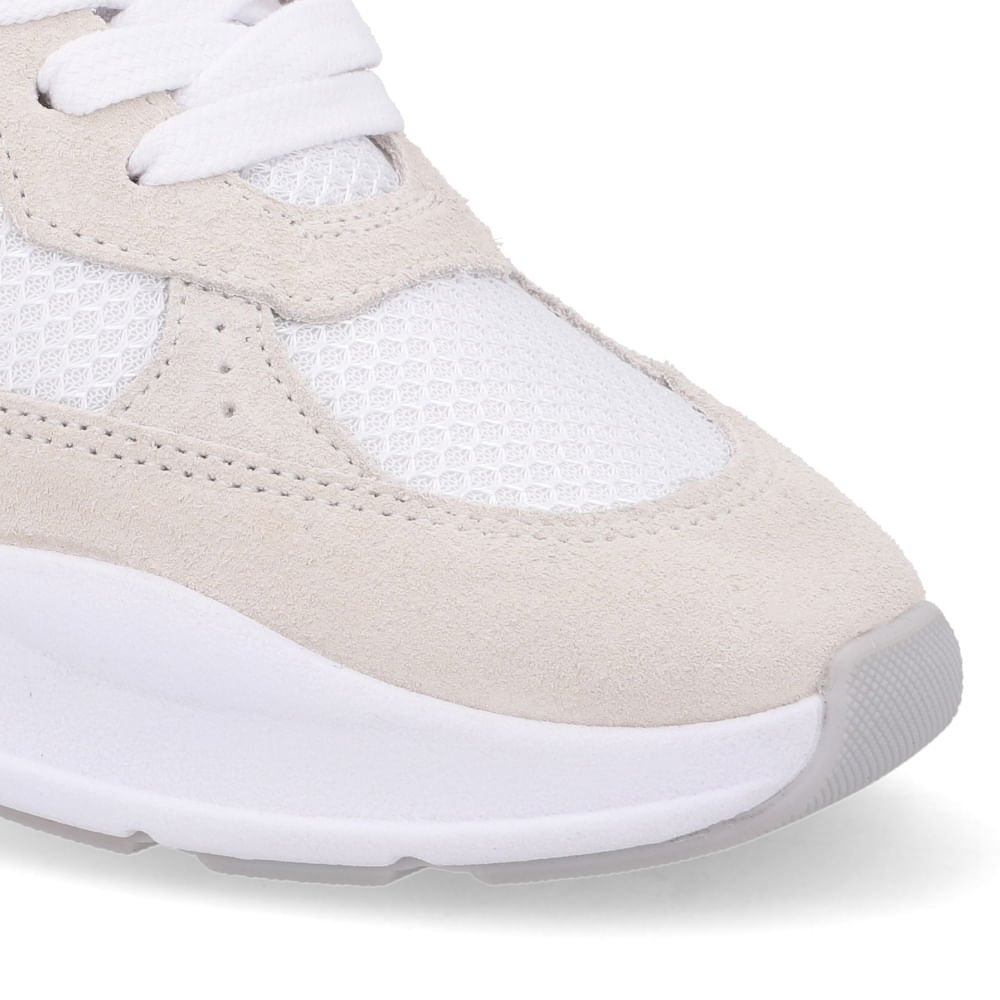 Tênis Tecido Couro Branco Gelo Cadarço Branco/Bege 4