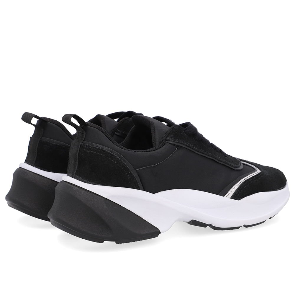 Tênis Lateral Tecido Preto Cadarço Preto 3