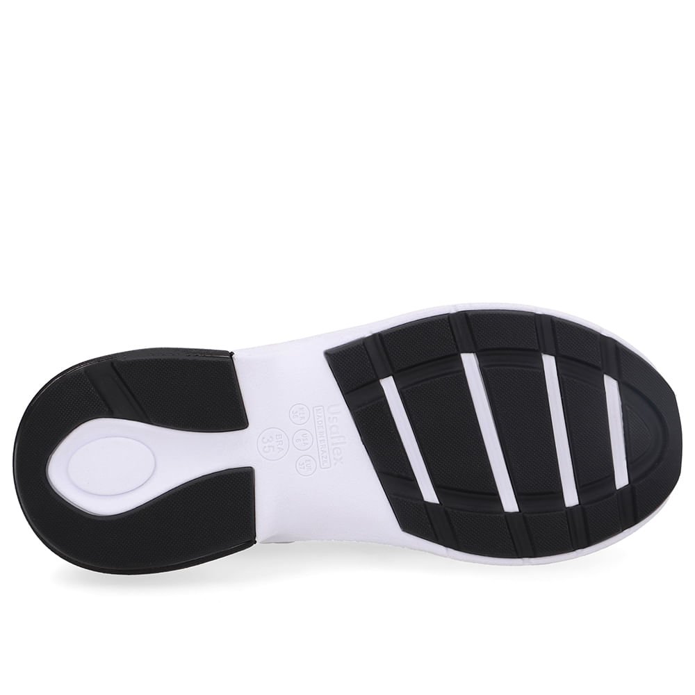 Tênis Tecido Couro Preto Cadarço Elástico Preto 5