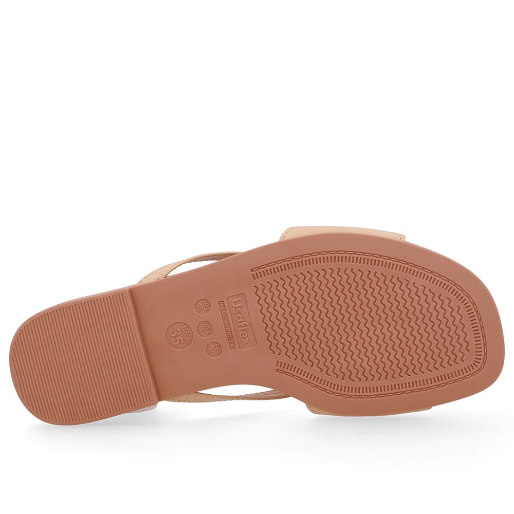 Rasteira Couro Bege Tiras Bege 5