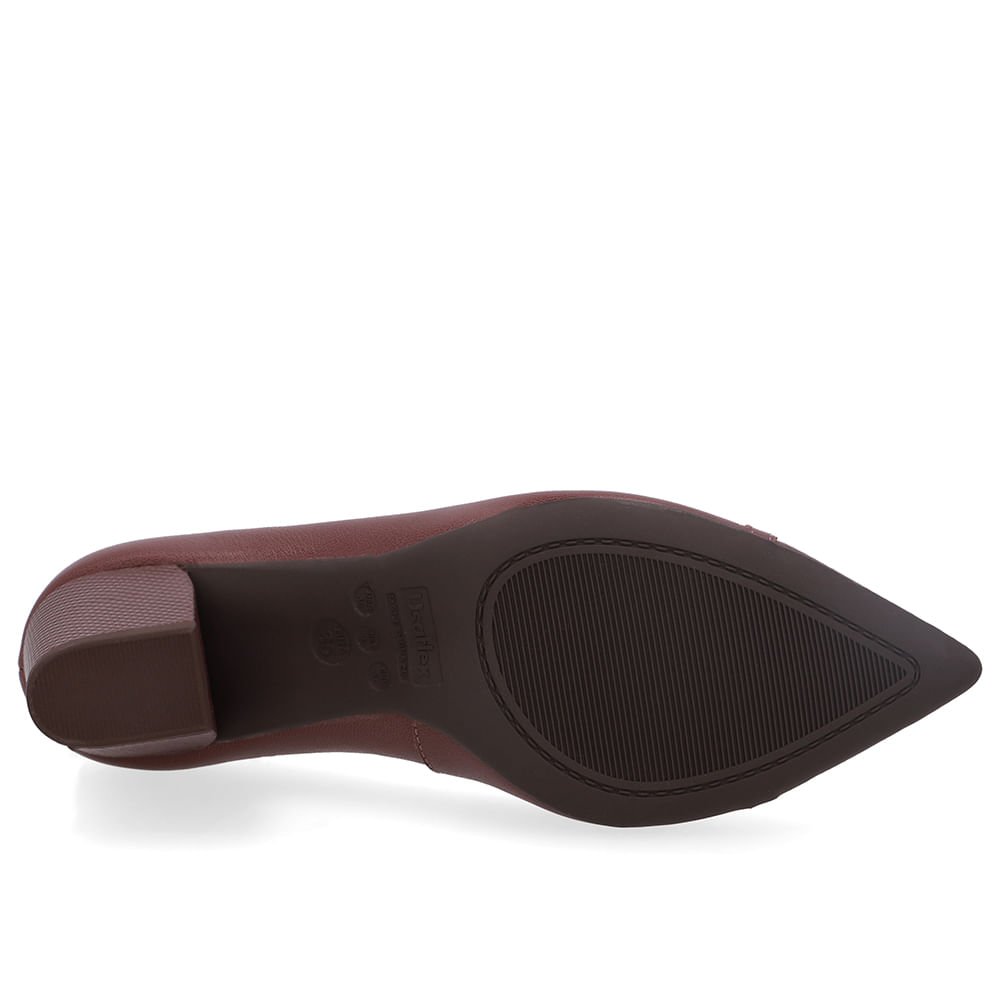 Scarpin Couro Marrom Bico Fino Enfeite Marrom 5