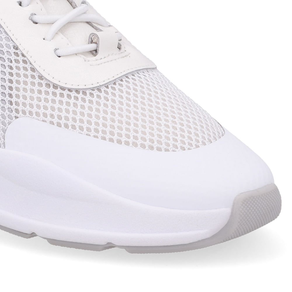 Tênis Tecido Couro Branco Cadarço Elástico Branco/Cinza 4