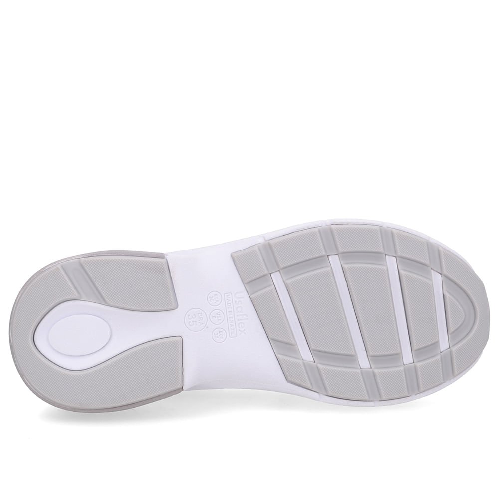 Tênis Tecido Couro Branco Cadarço Elástico Branco/Cinza 5