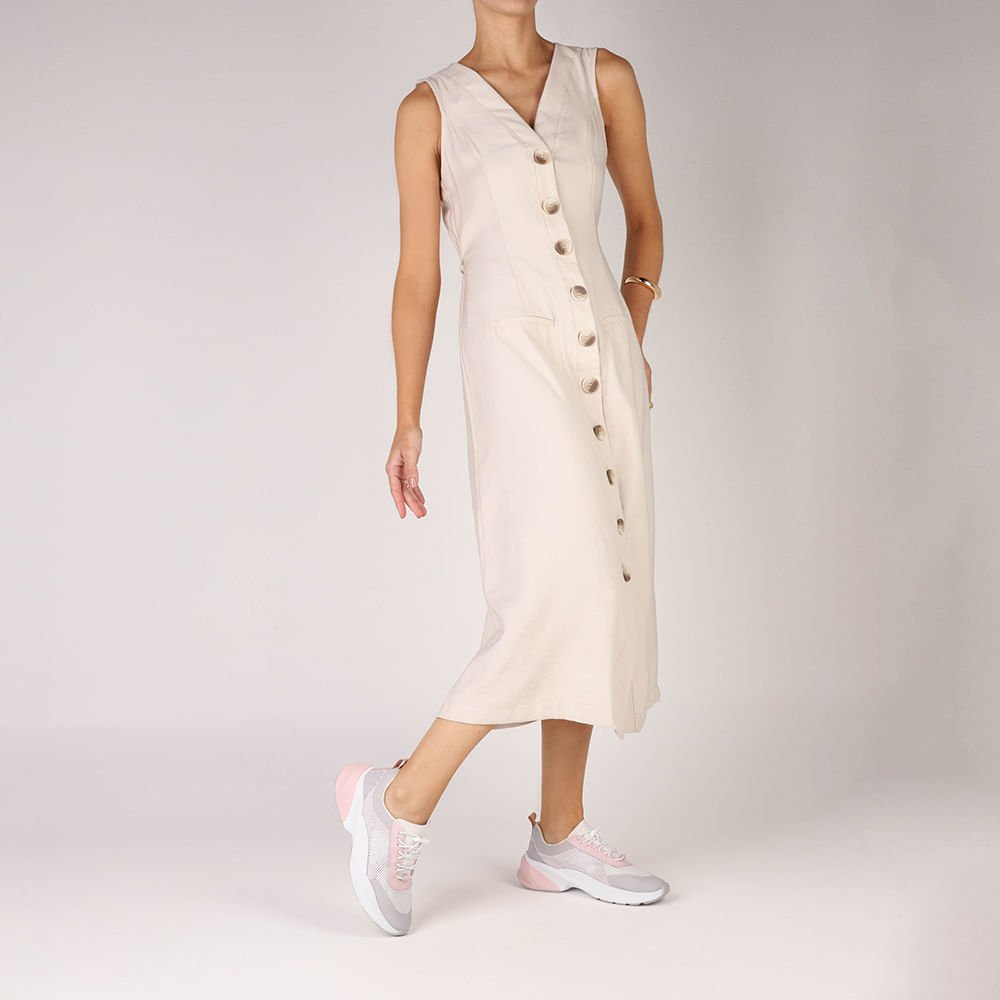 Tênis Tecido Couro Rosa Cadarço Elástico Rosa/Cinza 4