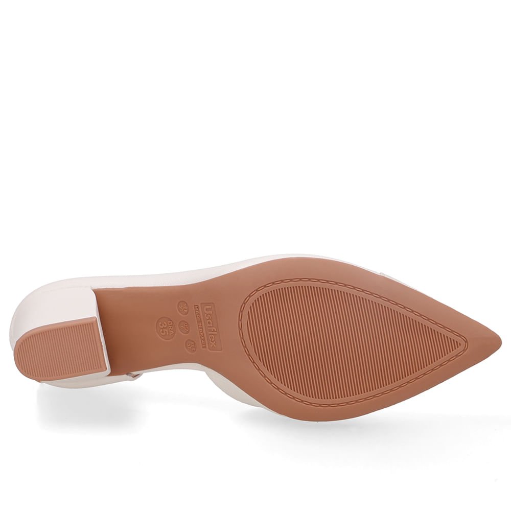 Scarpin Couro Branco Marfim Bico Fino Recorte Lateral Marfim 5