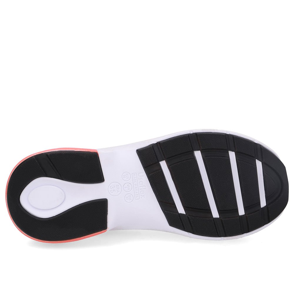 Tênis Tecido Couro Branco Cadarço Elástico Branco/Preto/Laranja 5