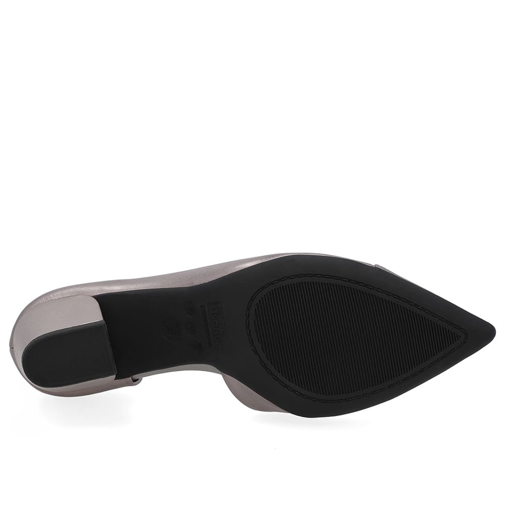 Scarpin Couro Aço Bico Fino Recorte Lateral Cinza 5