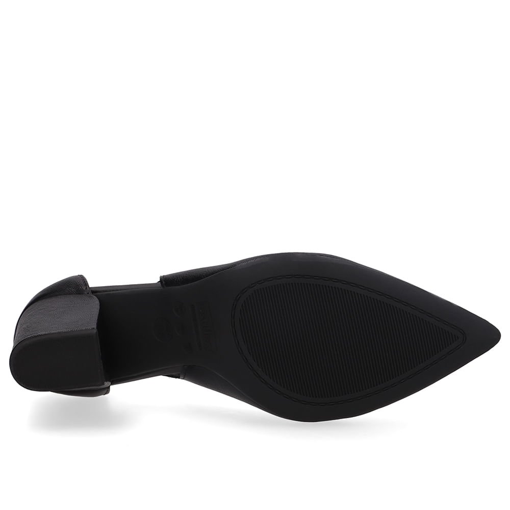 Scarpin Couro Preto Detalhe Recorte Preto 5