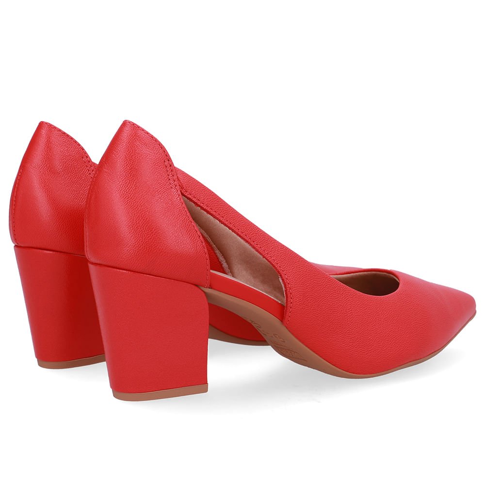 Scarpin Couro Vermelho Detalhe Recorte Vermelho 3