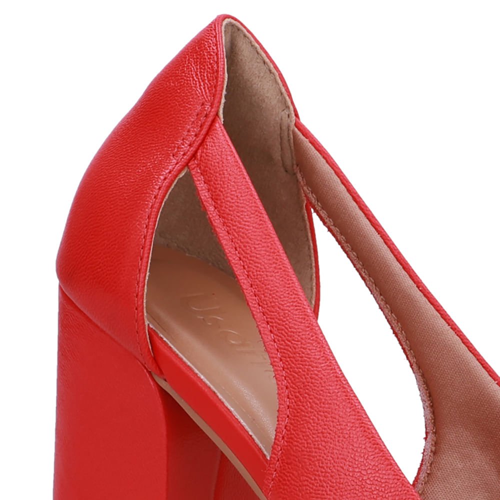 Scarpin Couro Vermelho Detalhe Recorte Vermelho 4