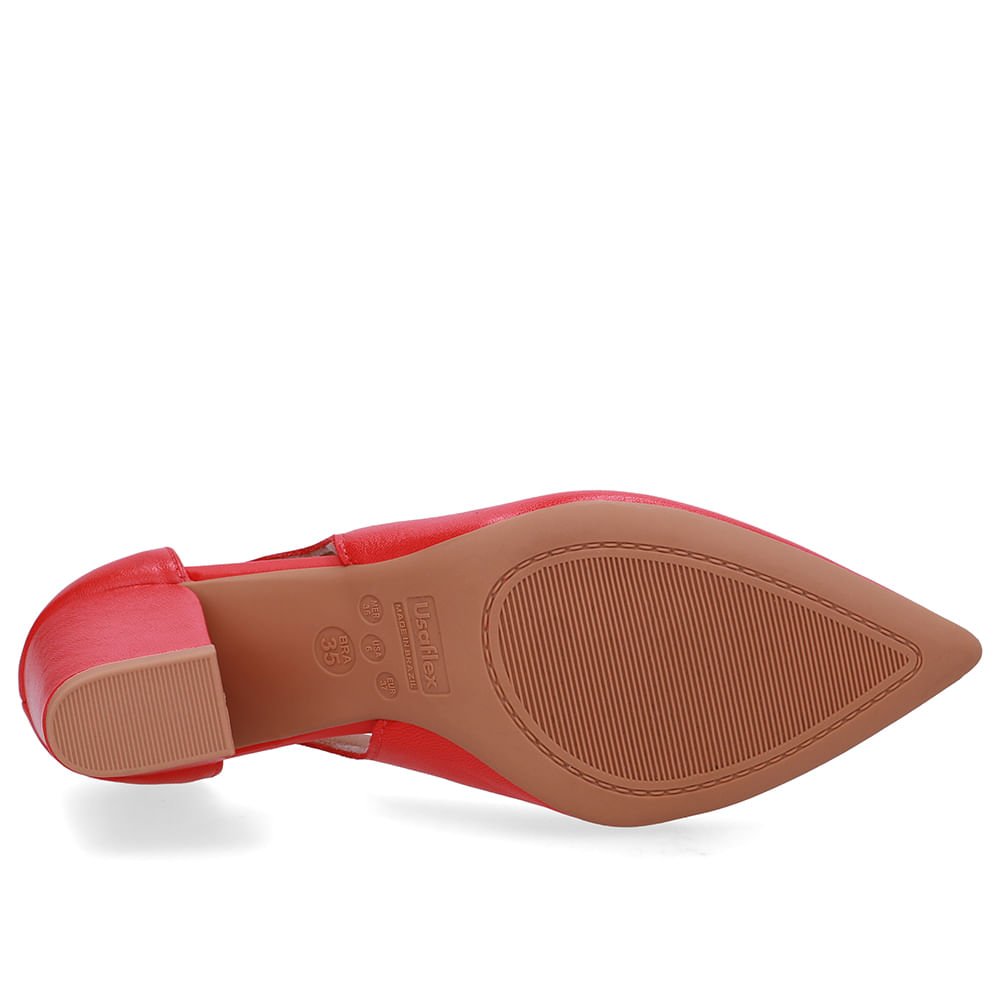 Scarpin Couro Vermelho Detalhe Recorte Vermelho 5