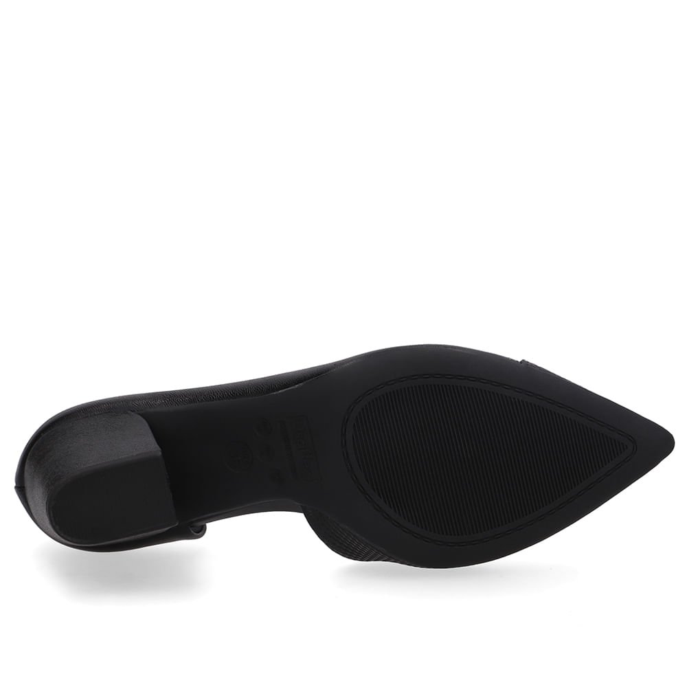 Scarpin Couro Preto Bico Fino Recorte Lateral Preto 5