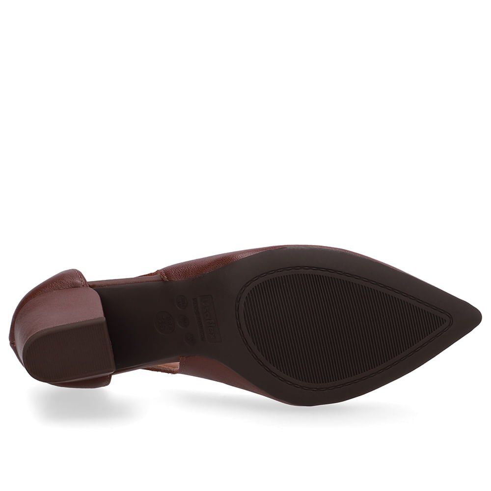 Scarpin Couro Marrom Detalhe Recorte Marrom 5