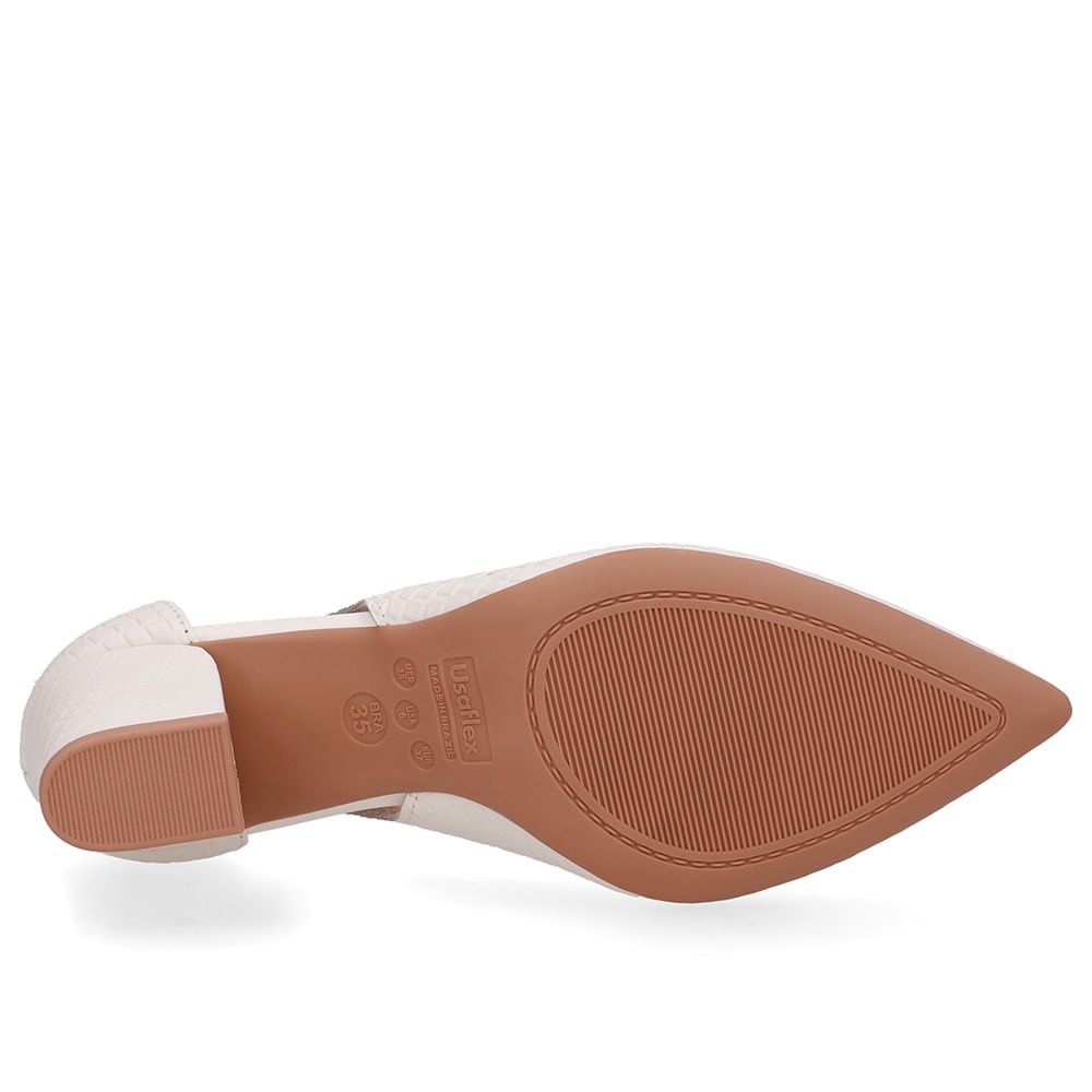 Scarpin Couro Branco Marfim Detalhe Recorte Branco 5