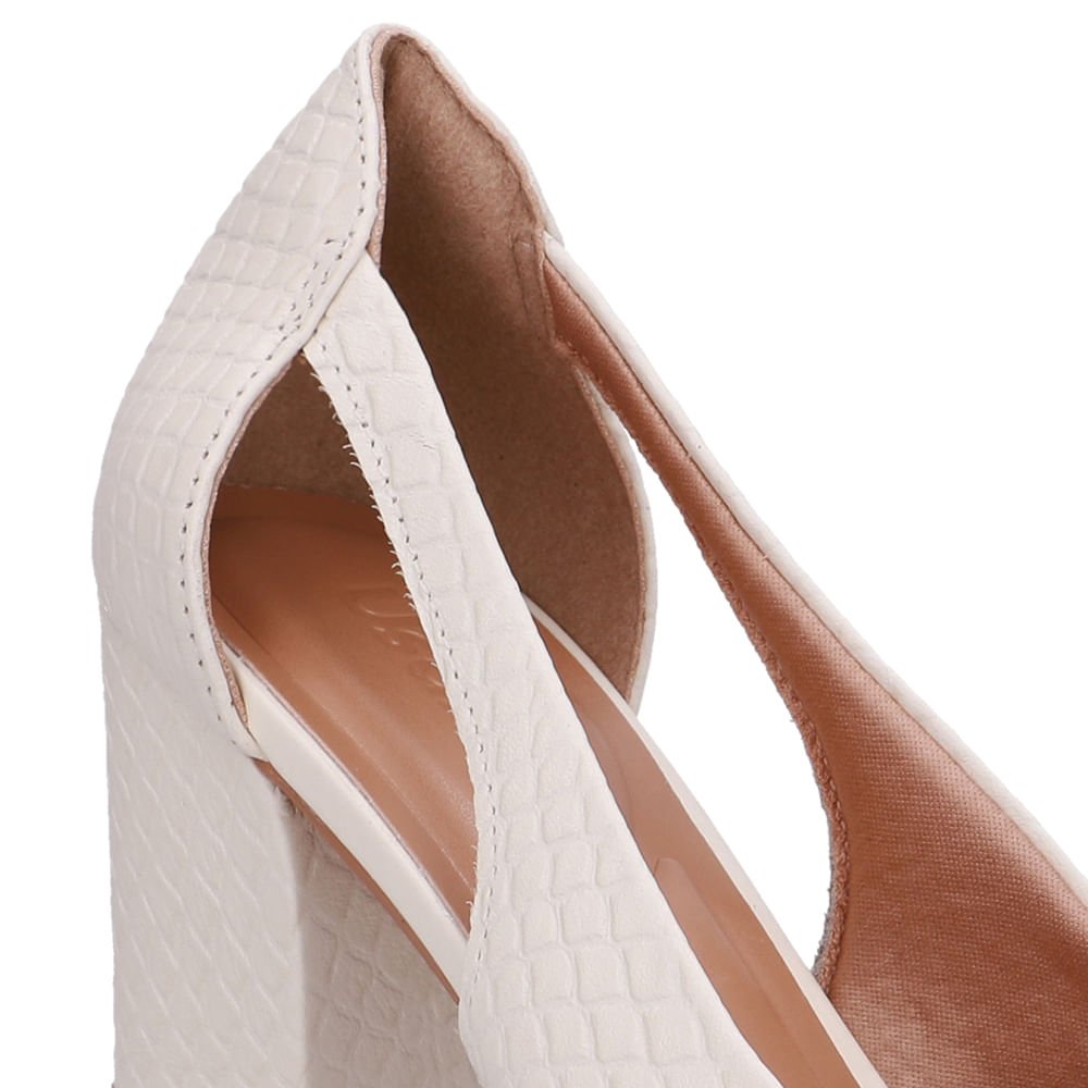Scarpin Couro Branco Marfim Detalhe Recorte Branco 4