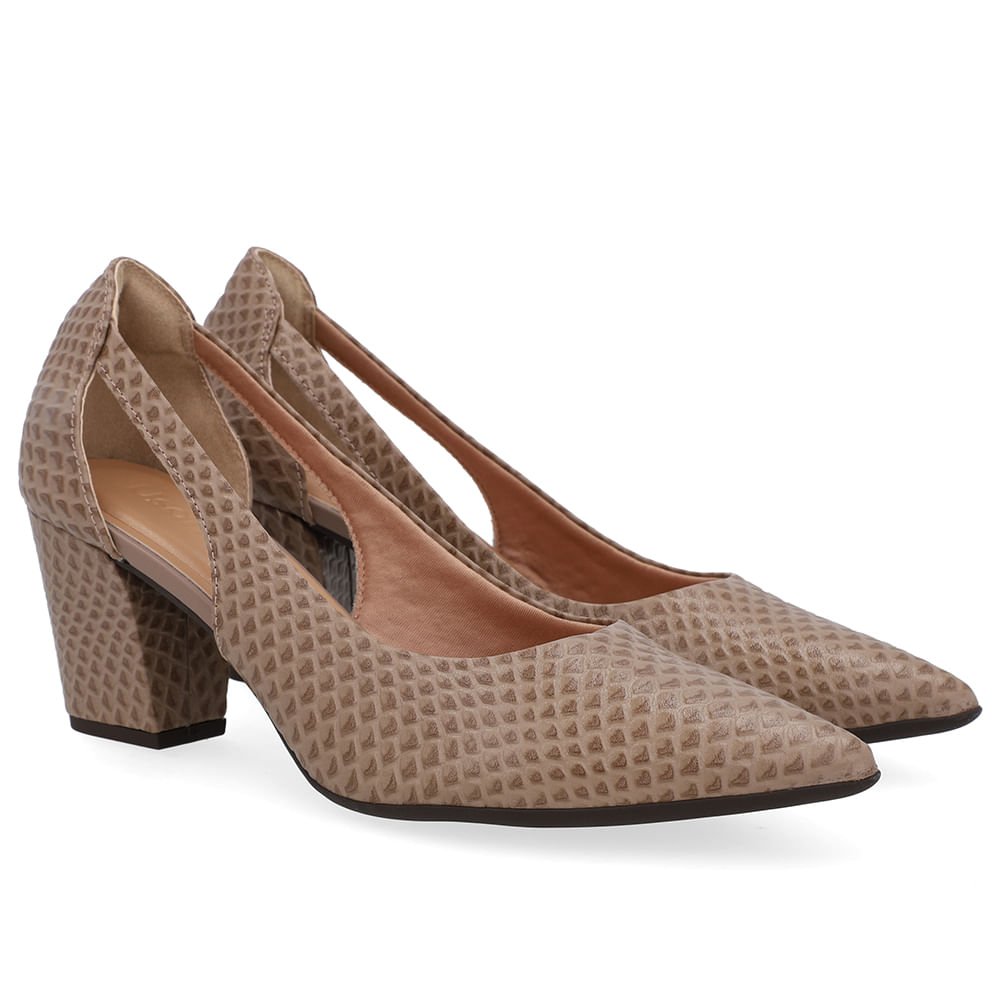 Scarpin Couro Marrom Detalhe Recorte Marrom 2