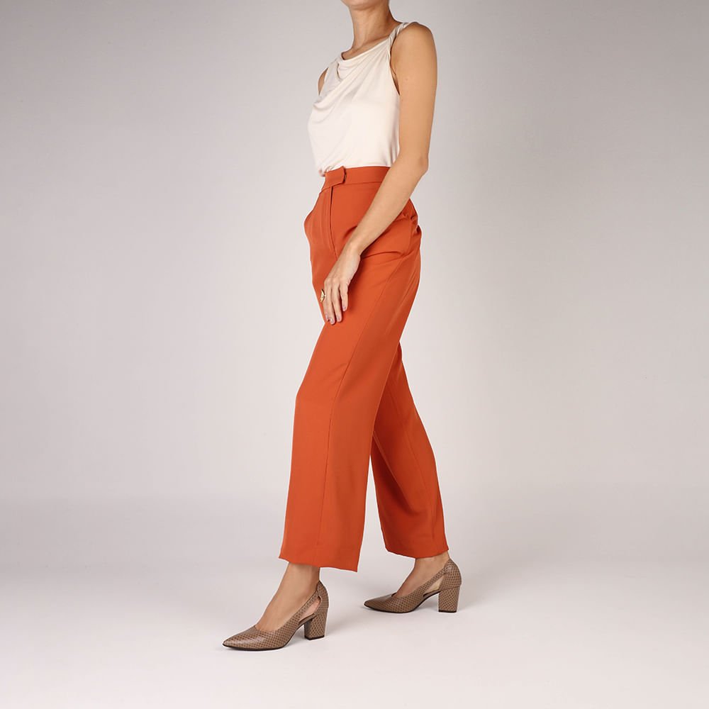 Scarpin Couro Marrom Detalhe Recorte Bege 4