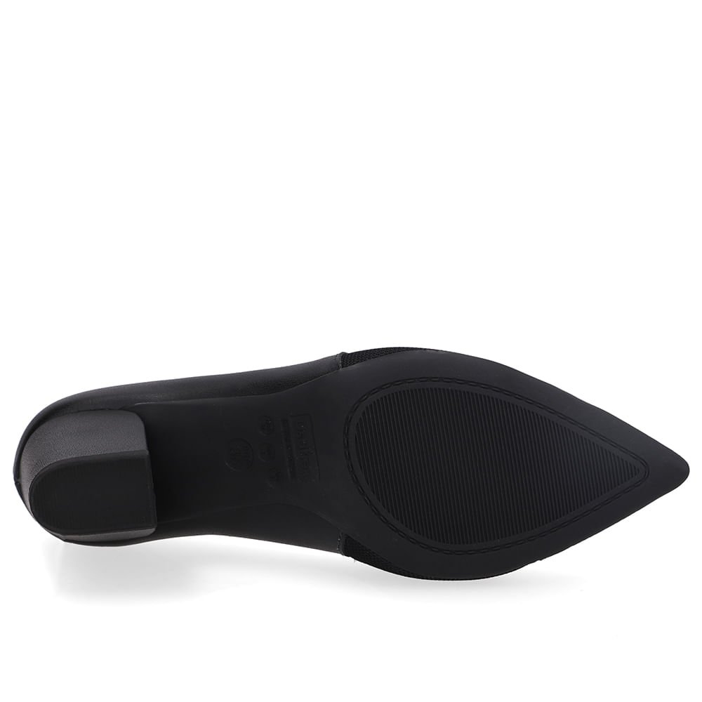 Scarpin Couro Preto Lateral Tecido Preto 5