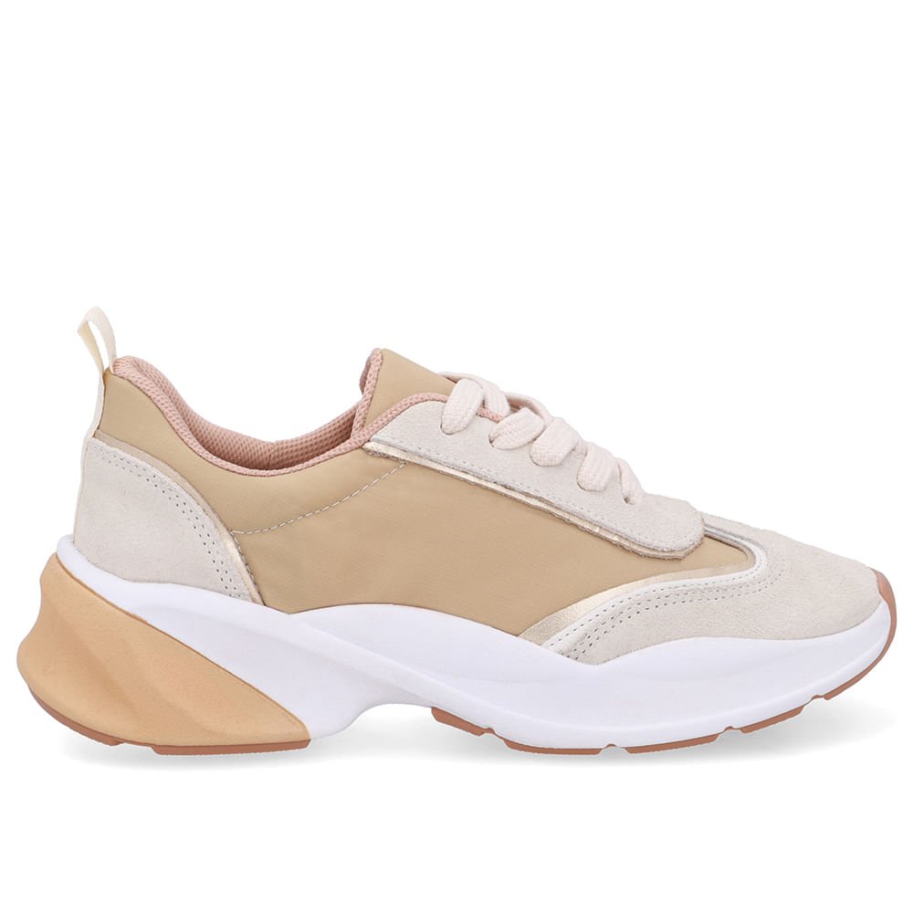 Tênis Lateral Tecido Branco Gelo Cadarço