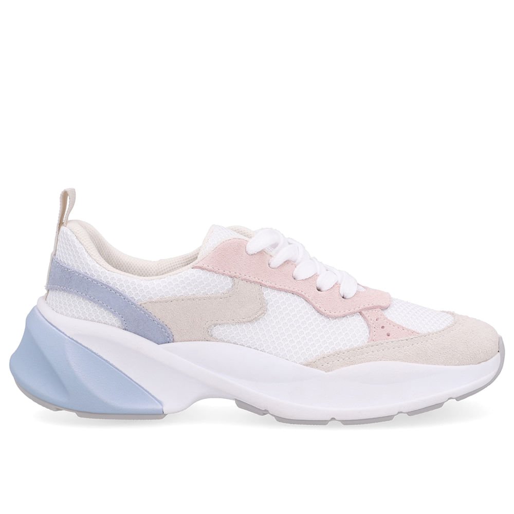 Tênis Tecido Couro Rosa Cadarço