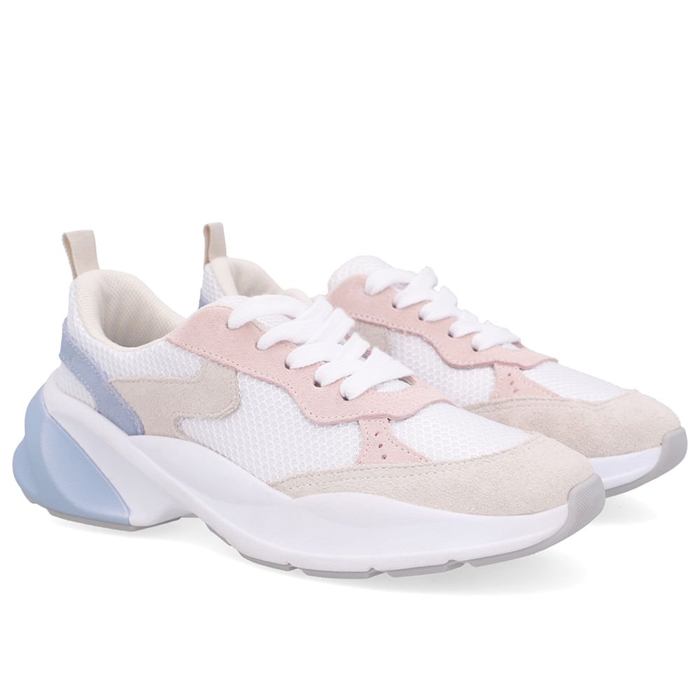 Tênis Tecido Couro Rosa Cadarço Multicores 2