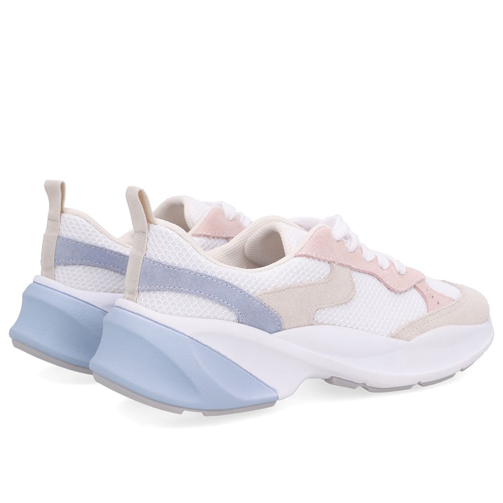 Tênis Tecido Couro Rosa Cadarço Multicores 3