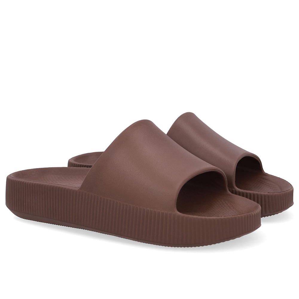 Chinelo Slide Marrom Poofy Salto Plataforma Eva Marrom 2