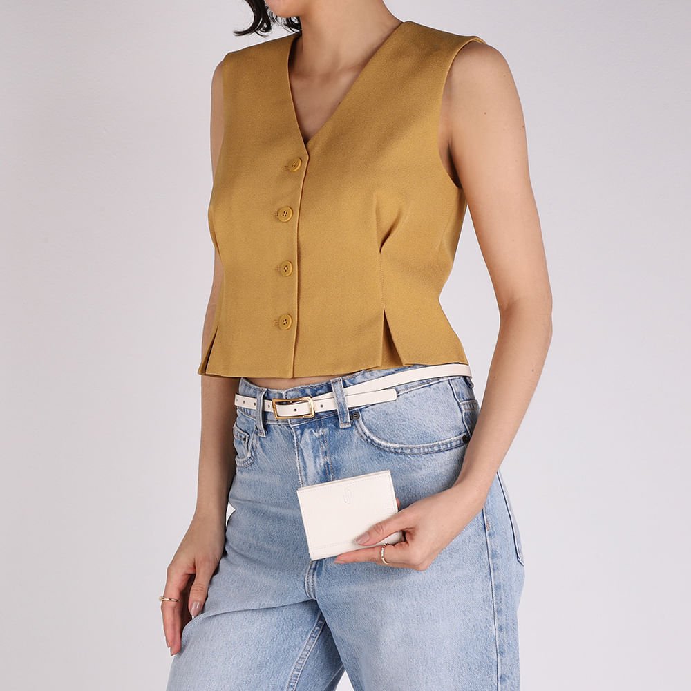 Combo Cinto e Carteira Branco Marfim Off White 4