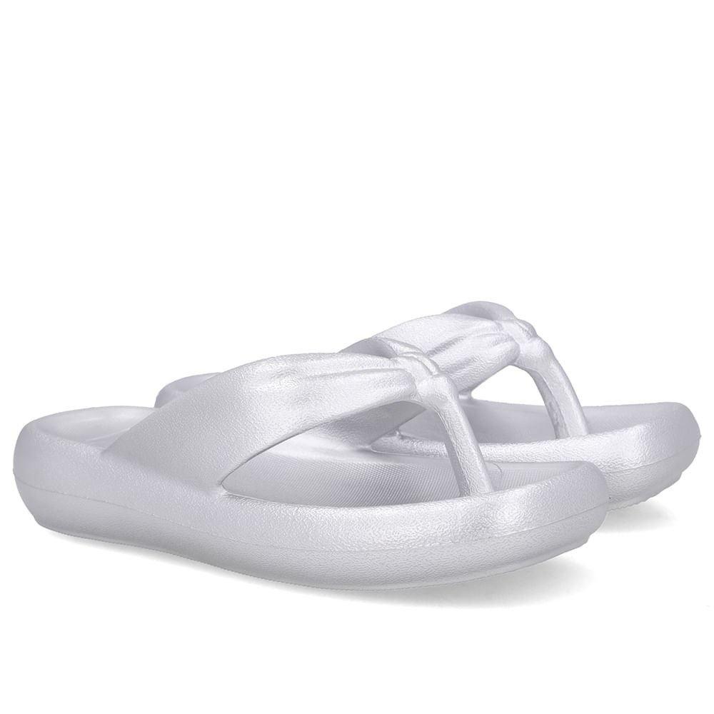 Chinelo Prata Poofy Bico Quadrado Eva Prata 2