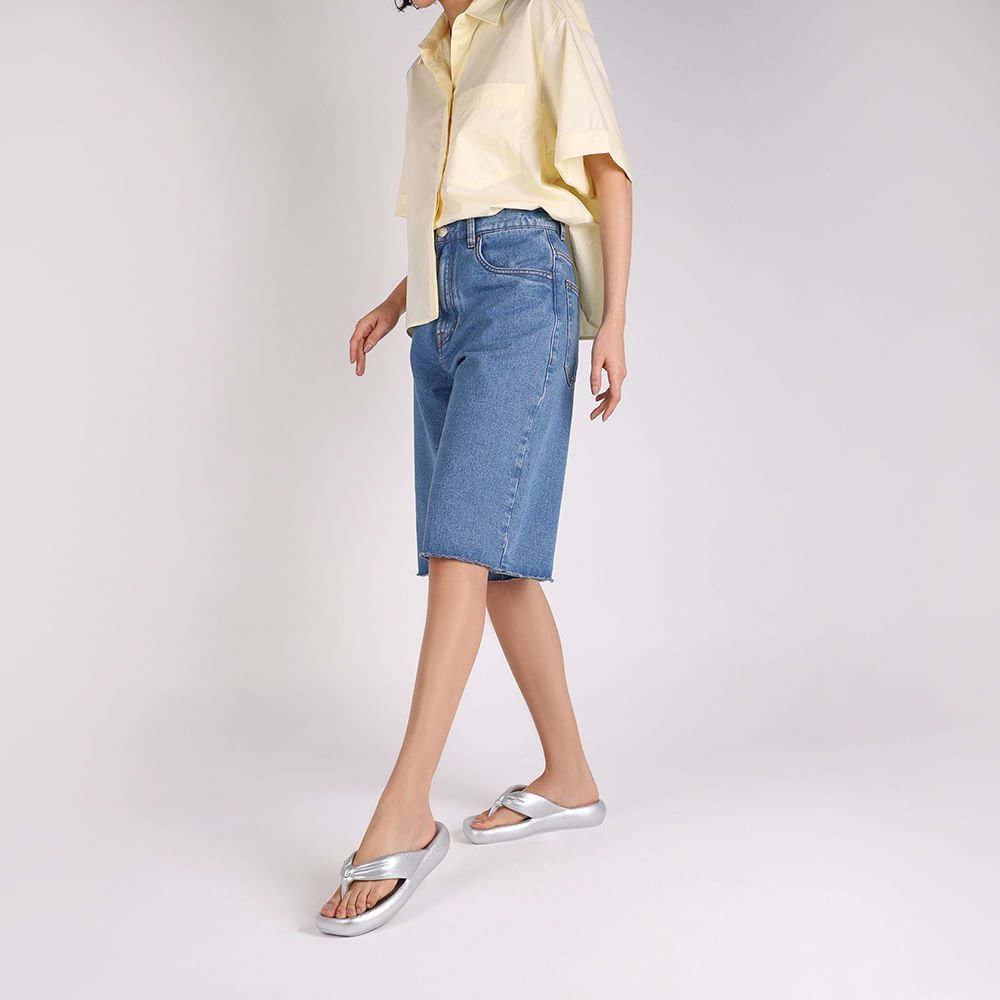 Chinelo Prata Poofy Bico Quadrado Eva Prata 4