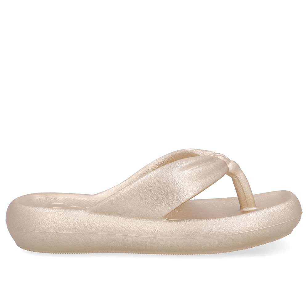 Chinelo Dourado Poofy Bico Quadrado Eva