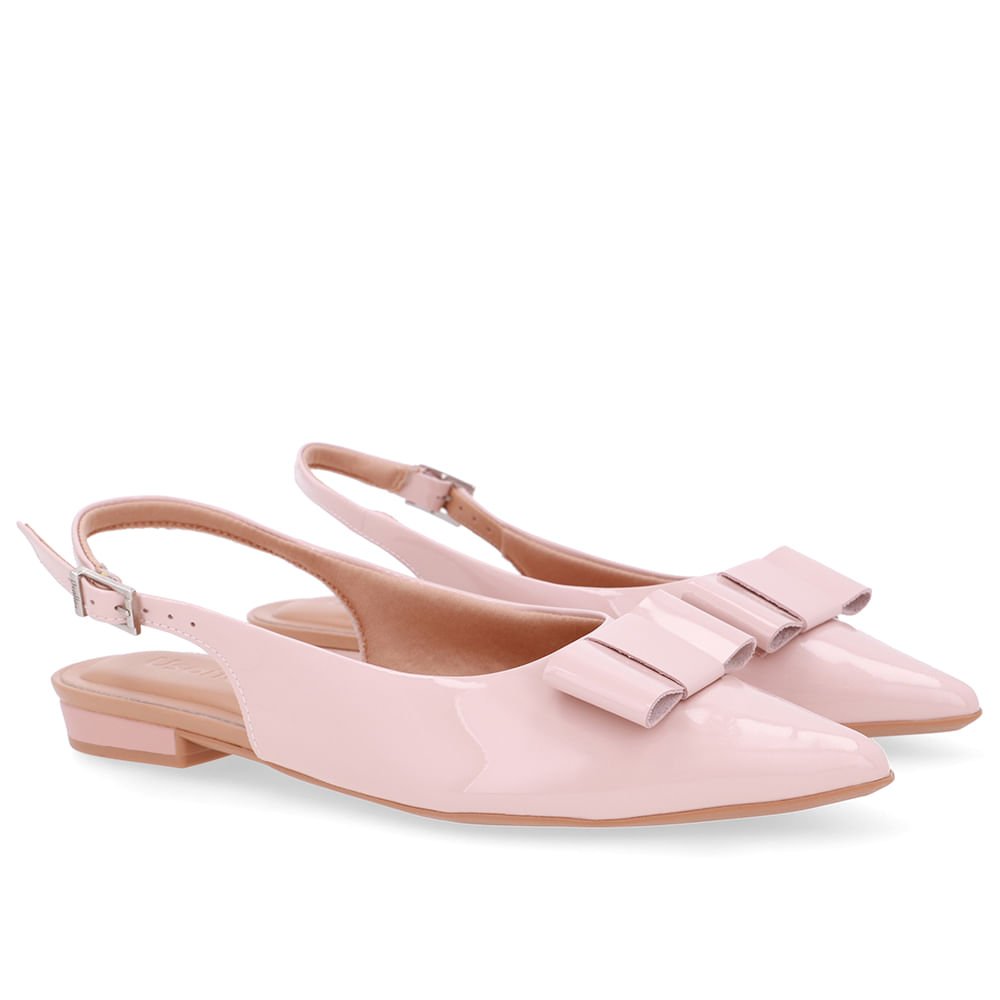 Slingback Rosa Verniz Laço Rosa 2