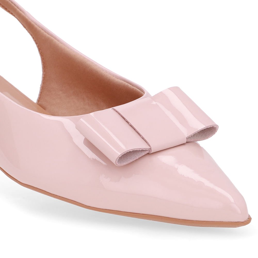 Slingback Rosa Verniz Laço Rosa 4