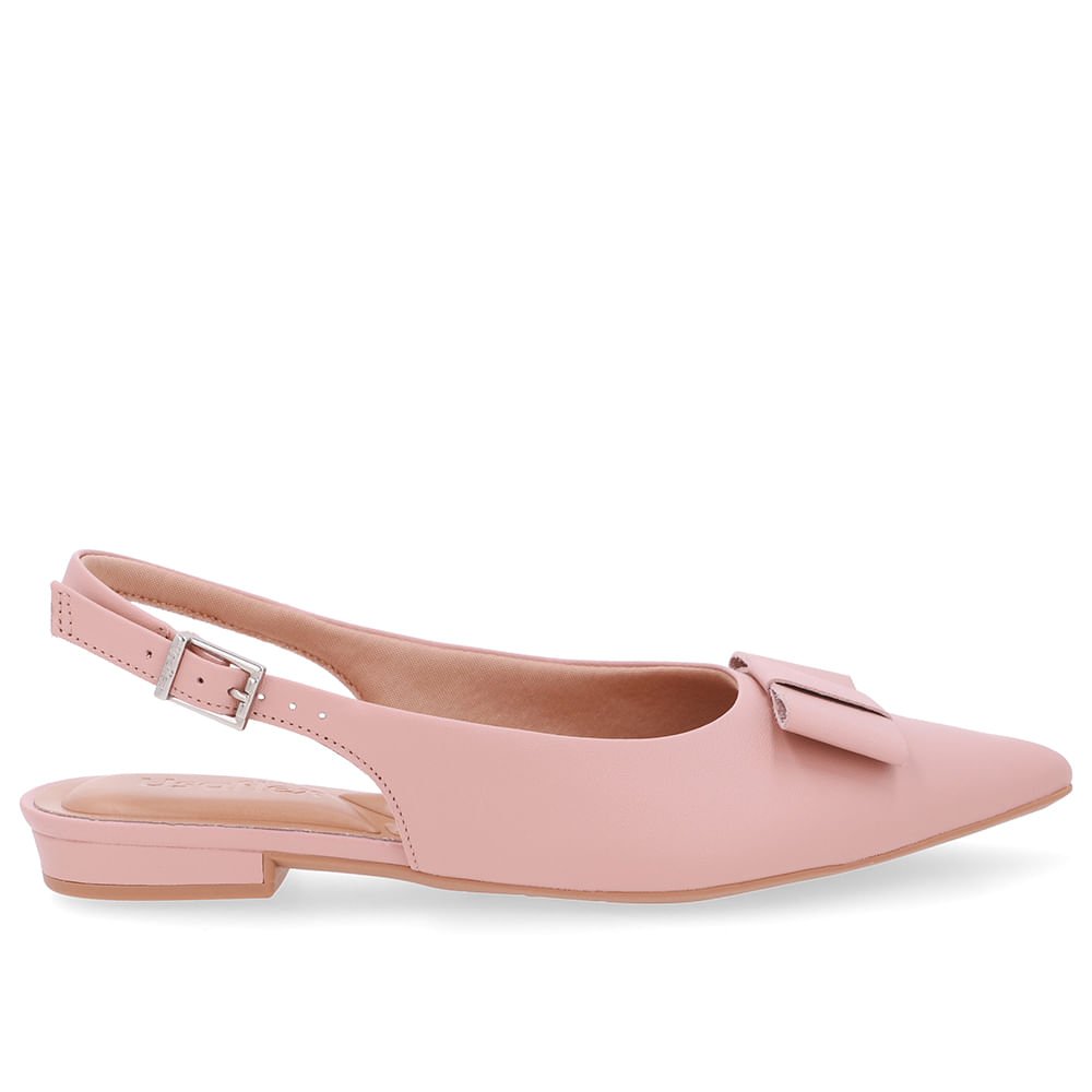 Slingback Rosa Couro Laço