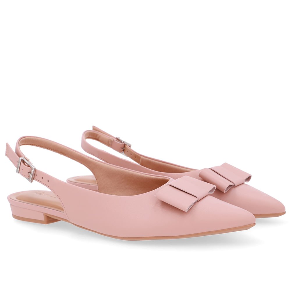 Slingback Rosa Couro Laço Rosa 2
