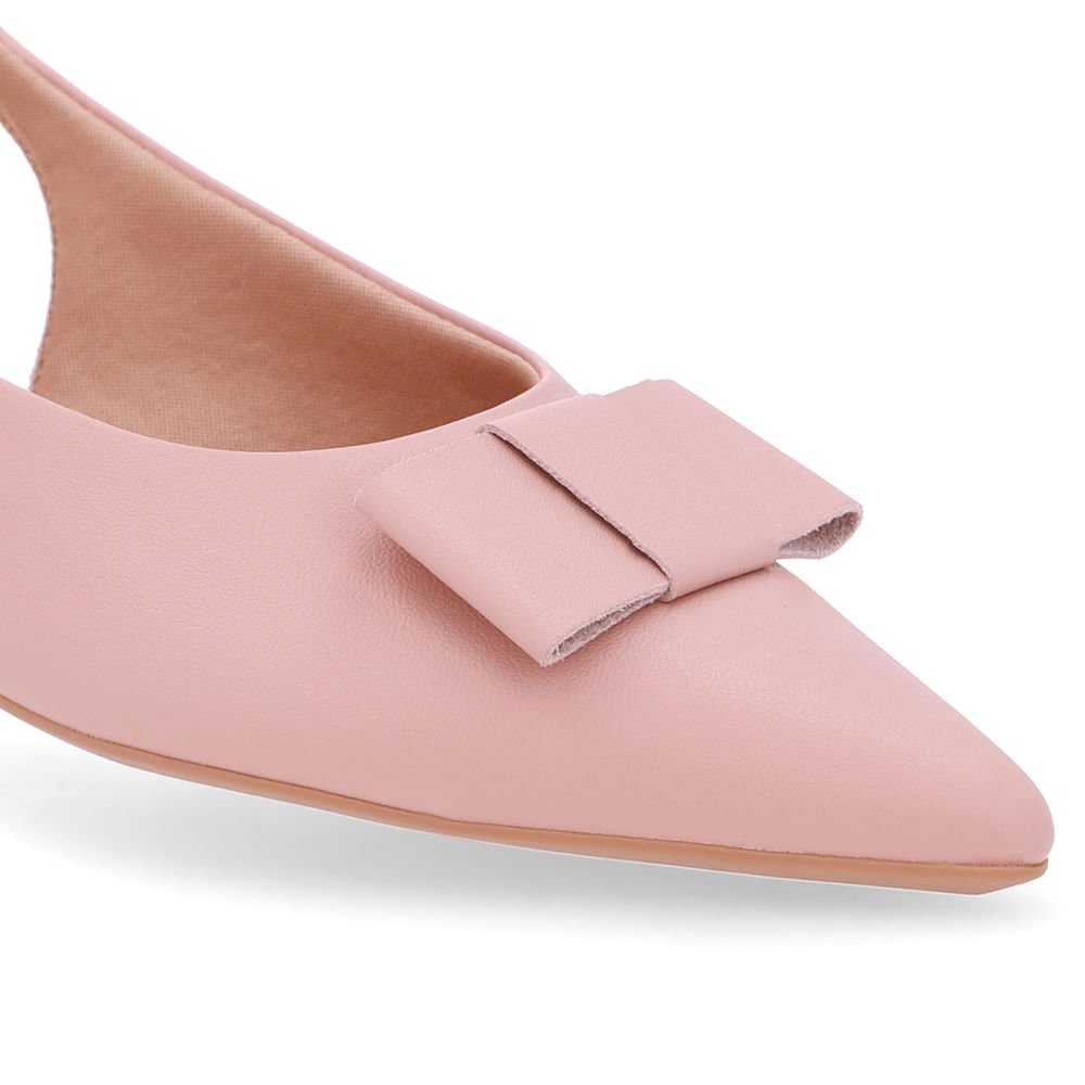 Slingback Rosa Couro Laço Rosa 4