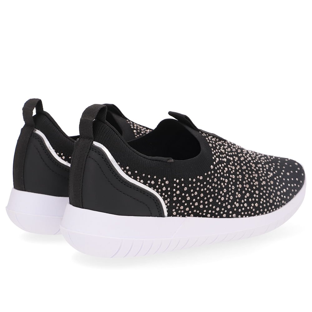 Tênis Slip On Tricot Preto Strass Preto 3