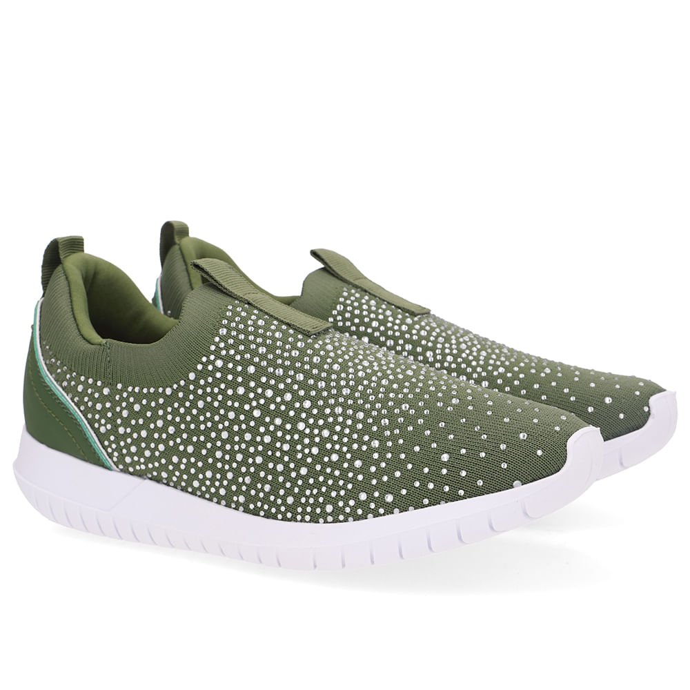 Tênis Slip On Tricot Verde Strass Verde 2
