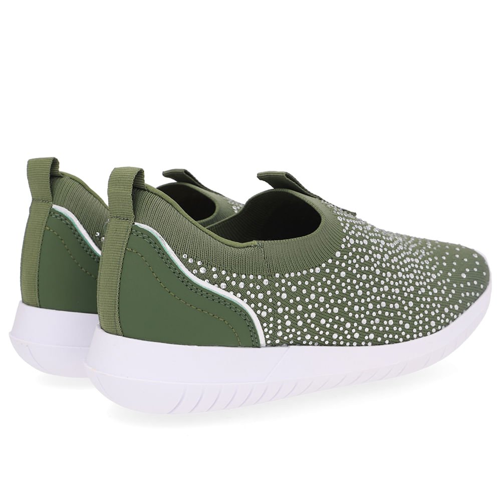 Tênis Slip On Tricot Verde Strass Verde 3