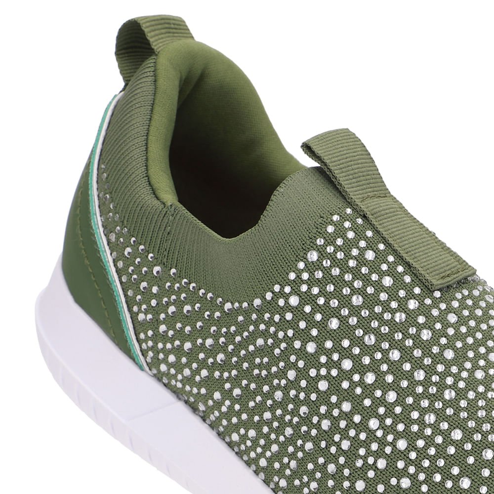 Tênis Slip On Tricot Verde Strass Verde 4