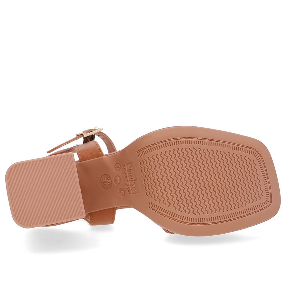 Sandália Salto Alto Couro Marrom Tira Trançada Marrom 5