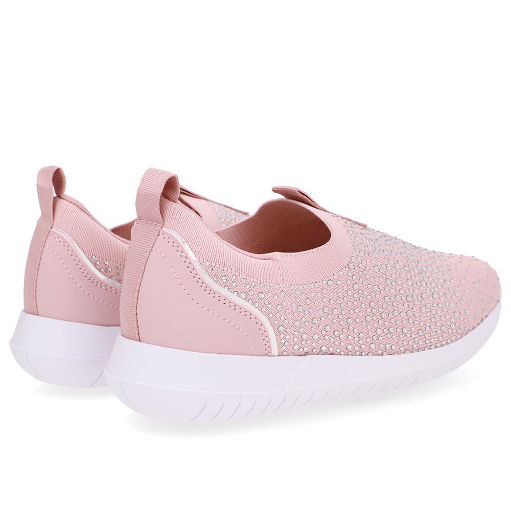 Tênis Slip On Tricot Rosa Strass Rosa 3